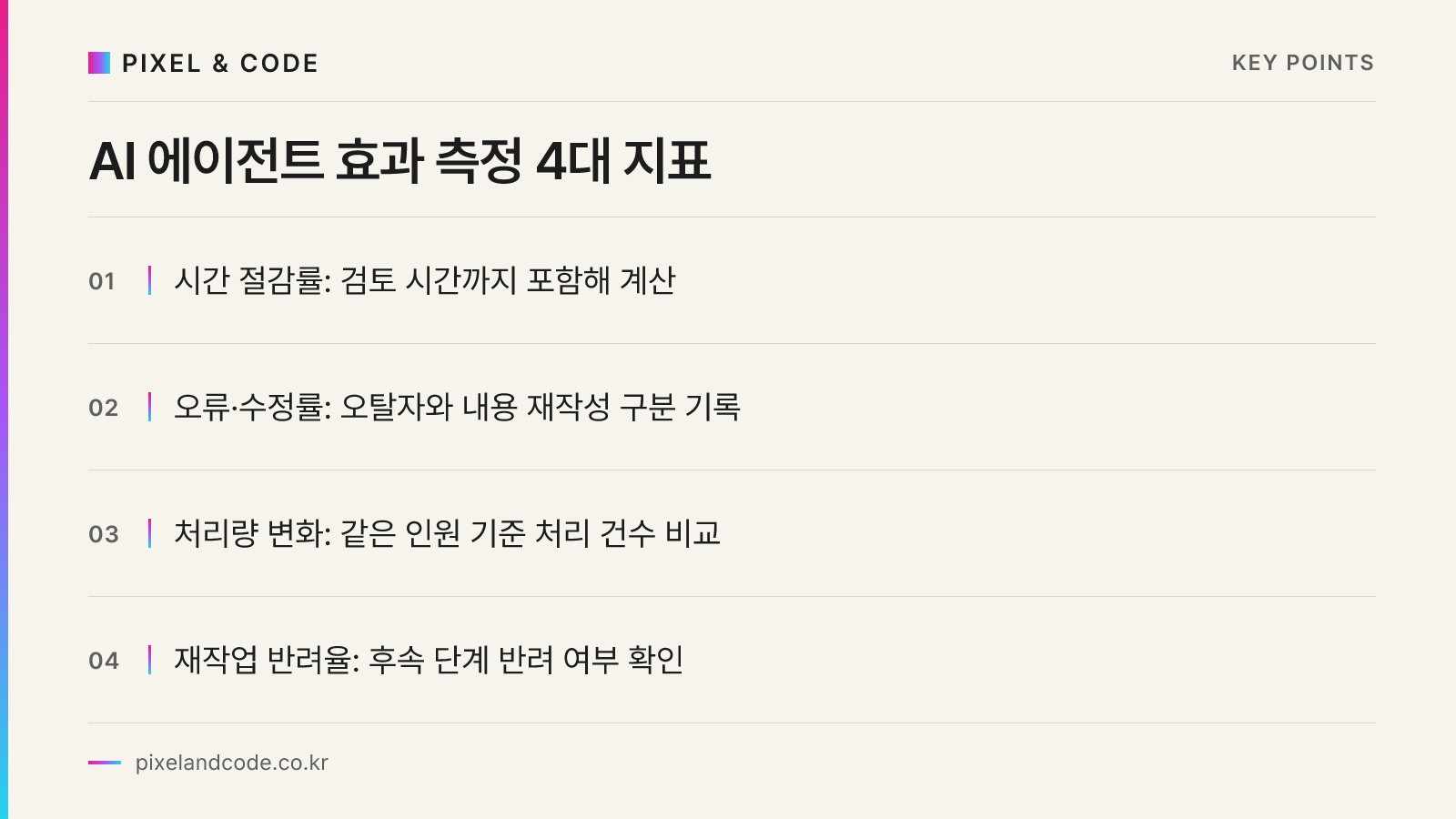 AI 에이전트 효과 측정 4대 지표