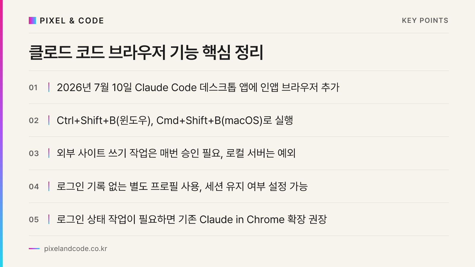 클로드 코드 브라우저 기능 핵심 정리