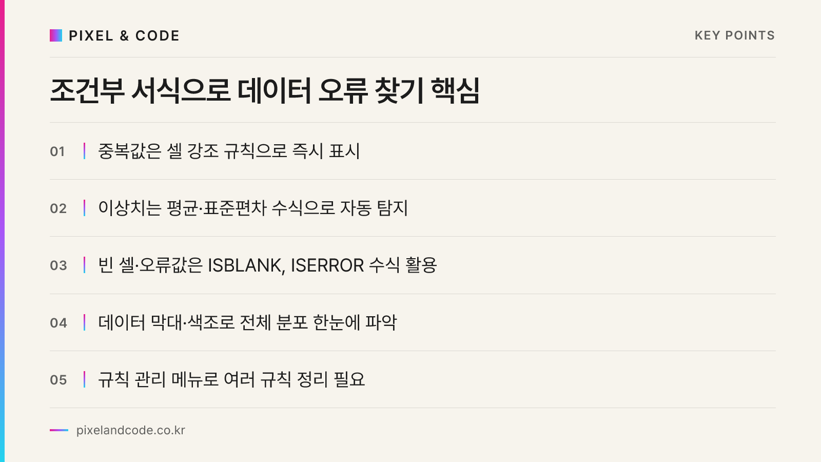 조건부 서식으로 데이터 오류 찾기 핵심