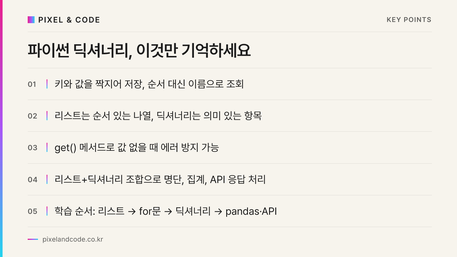 파이썬 딕셔너리, 이것만 기억하세요