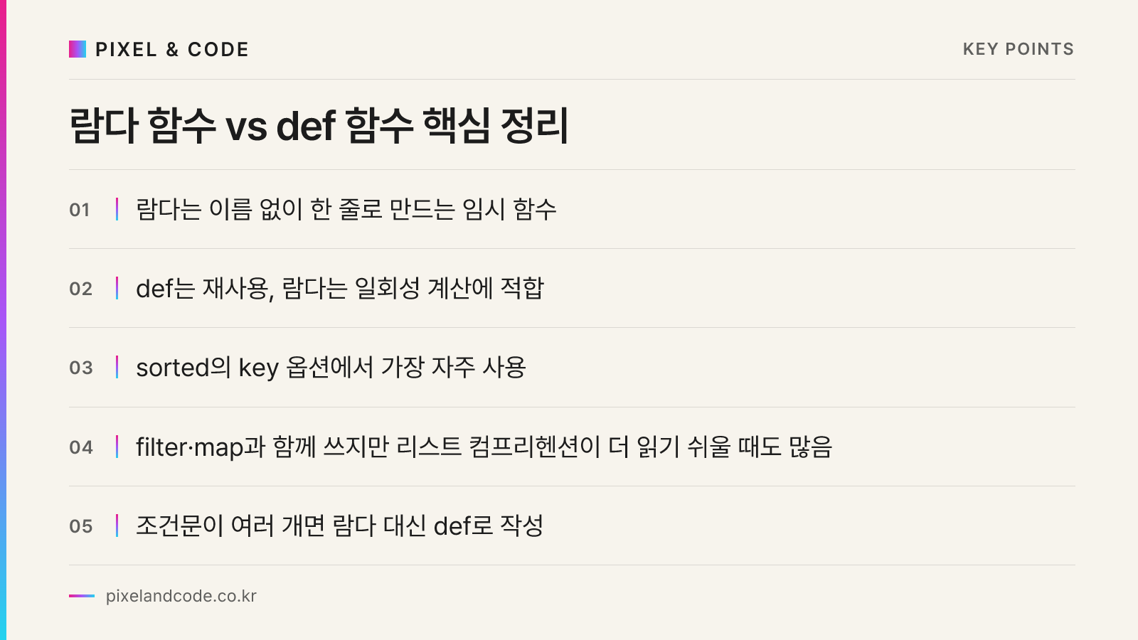 람다 함수 vs def 함수 핵심 정리