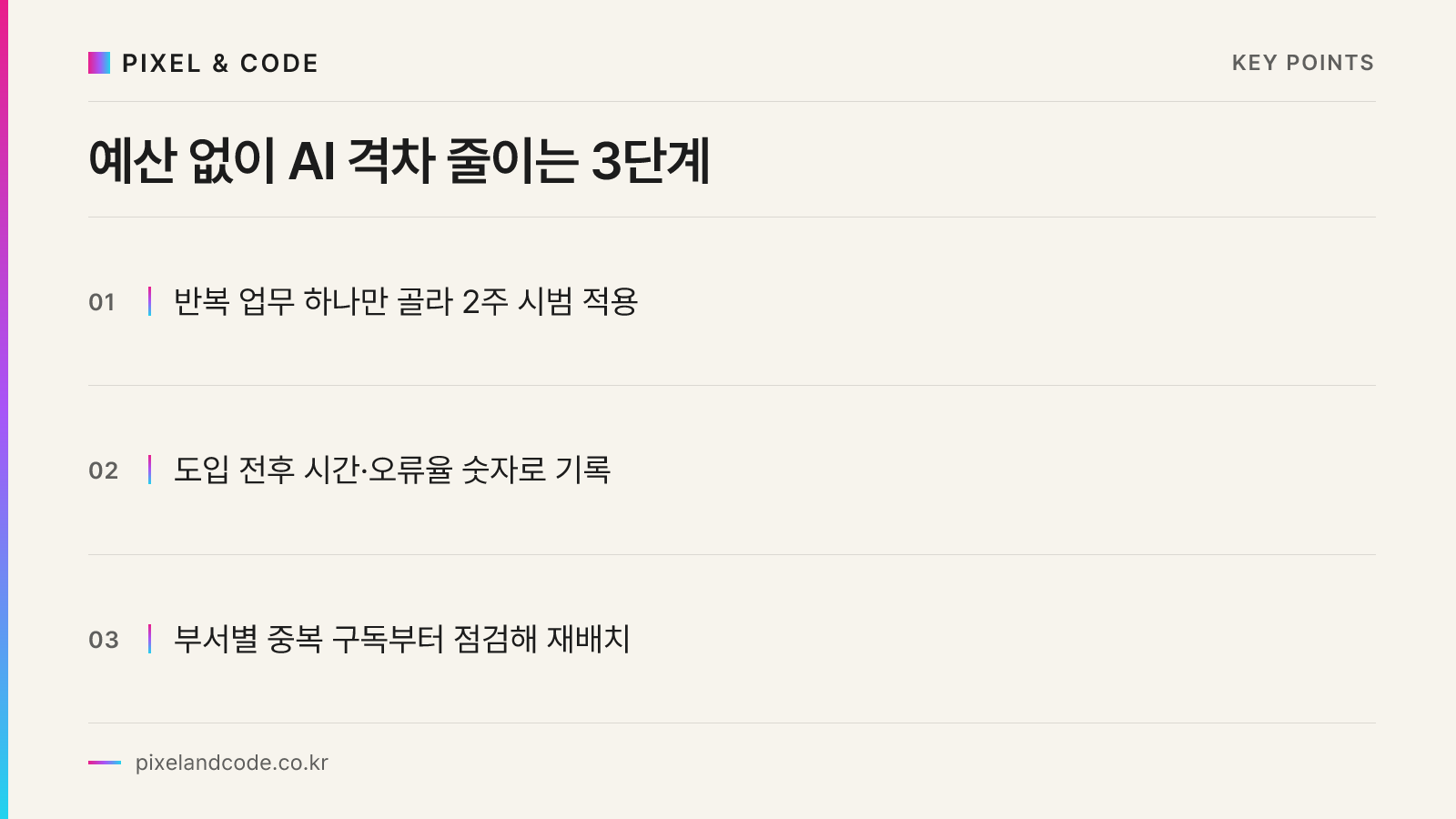 예산 없이 AI 격차 줄이는 3단계